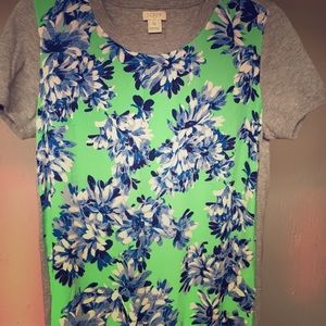 J Crew woven panel hearhered sweater